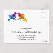 Briefkaart LGBTQ+ Regenboog Lovebirds (Achterkant)