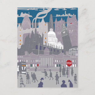 Briefkaart Londen Skyline Illustratie Kunstwerk