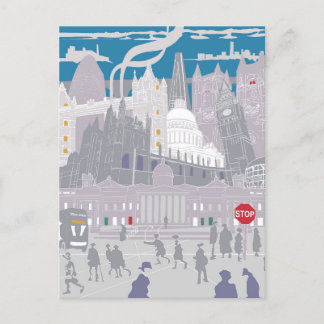 Briefkaart Londen Skyline Illustratie Kunstwerk
