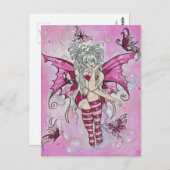 briefkaart "Magenta Fairy" (Voorkant / Achterkant)