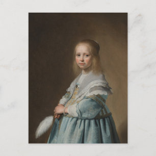 Briefkaart meisje in blue verspronck
