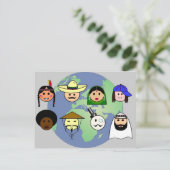 briefkaart "Mensen over de hele wereld" (Staand voorkant)