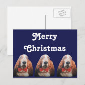 Briefkaart Merry Christmas Basset Hounds (Voorkant / Achterkant)