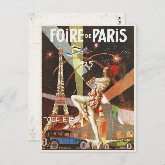 Briefkaart met 1920's Paris Art Deco Print (Voorkant / Achterkant)