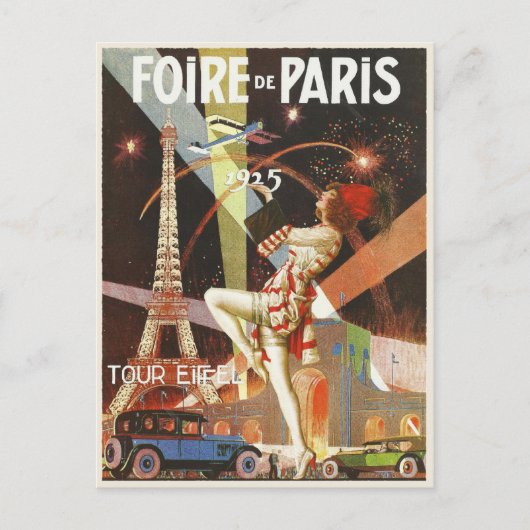 Briefkaart met 1920's Paris Art Deco Print (Voorkant)