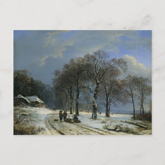 Briefkaart met Barend Cornelis Koekkoek schilderen (Voorkant)