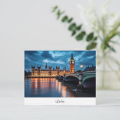 Briefkaart met Big Ben, Londen. (Staand voorkant)