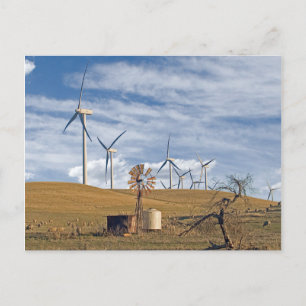 Briefkaart met blauwe wind