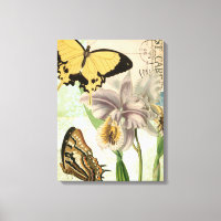 Briefkaart met Butterflies en Flowers
