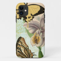 Briefkaart met Butterflies en Flowers