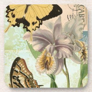 Briefkaart met Butterflies en Flowers Onderzetter