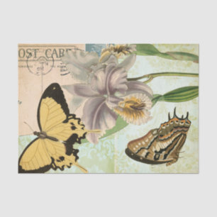 Briefkaart met Butterflies en Flowers Tissuepapier
