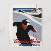 Briefkaart met Canadian Rockies Ski Print (Voorkant / Achterkant)