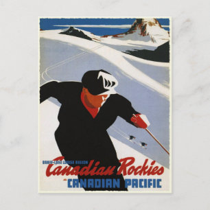 Briefkaart met Canadian Rockies Ski Print