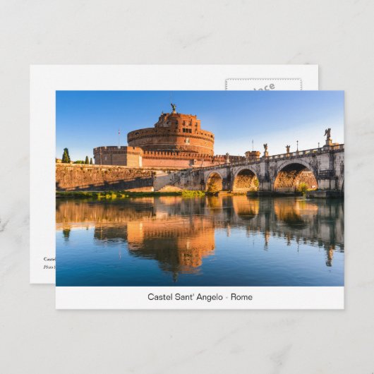 Briefkaart met Castel Sant' Angelo in Rome (Voorkant / Achterkant)