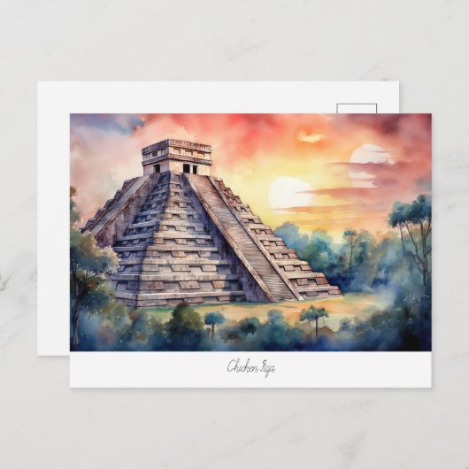 Briefkaart met Chichen Itza, Mexico. (Voorkant / Achterkant)