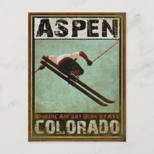 Briefkaart met Cool Aspen Ski Print