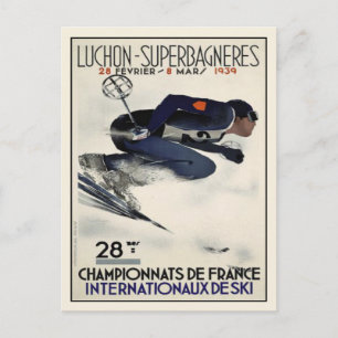 Briefkaart met Cool Ski Poster uit Frankrijk