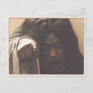 Briefkaart met Creepy Girl Pointing Finger