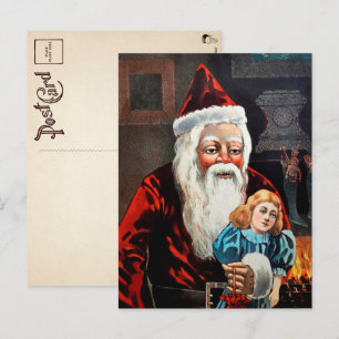  Briefkaart met Creepy Santa en Doll