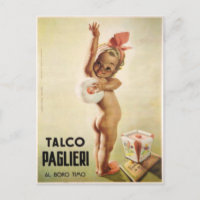 Briefkaart met Cute Baby op Vintage Ad Poster