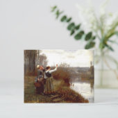 Briefkaart met Daniel Ridgway Knight schilderen (Staand voorkant)