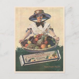 Briefkaart met de Californische Vruchtdame