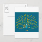 Briefkaart met de Illustratie van de Pauw (Voorkant / Achterkant)