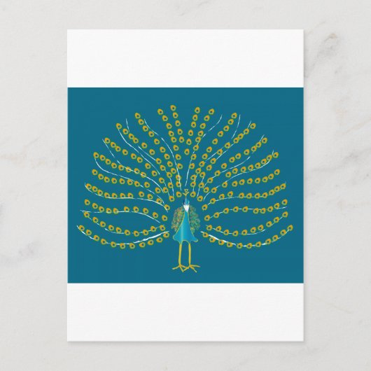 Briefkaart met de Illustratie van de Pauw (Voorkant)