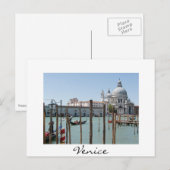 Briefkaart met de tekst "Venetië" en gondolas (Voorkant / Achterkant)