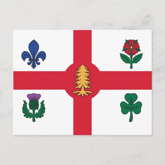Briefkaart met de vlag van Montreal, Canada (Voorkant)