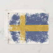 Briefkaart met de  vlag van Zweden (Voorkant / Achterkant)