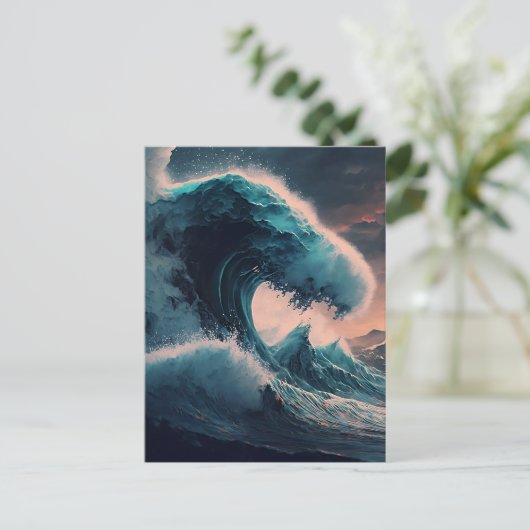 Briefkaart met drijvende golven (Staand voorkant)