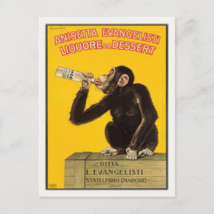 Briefkaart met Drink aap-Poster