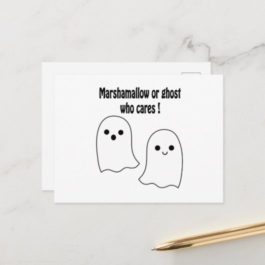 briefkaart met een gedenkachtig spookhalloween (Voorkant / Achterkant in situ)