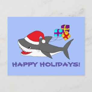 Briefkaart met een schattige feestelijke haai