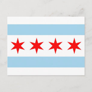 Briefkaart met Flag of Chicago, Illinois State, Ve