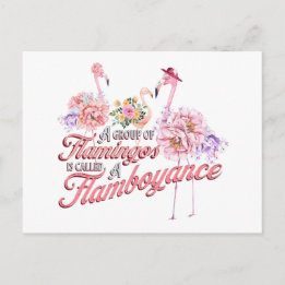 Briefkaart met flamboyante flamingos
