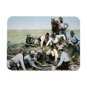 Briefkaart met foto's van cowboys voor het afschie magneet