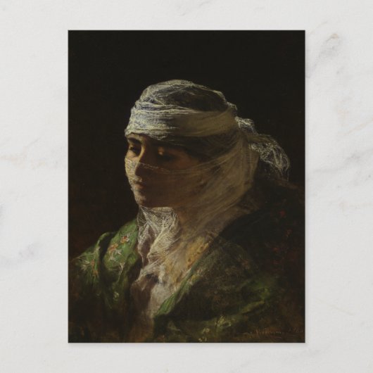 Briefkaart met Frederick Arthur Bridgman schilderi (Voorkant)