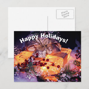 Briefkaart met Gold Bow-kerstfeestdag