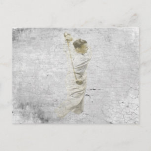 Briefkaart met Golden Golfer Charcoal Drawing