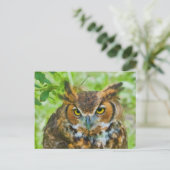 Briefkaart met Great Horned Owl (Staand voorkant)