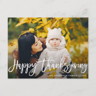 briefkaart met handgeschreven Happy Thanksgiving