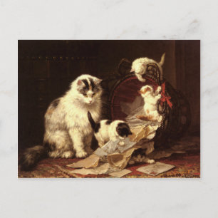 Briefkaart met Henriette Ronner-Knip schilderen