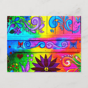 briefkaart met hippiestijl 70
