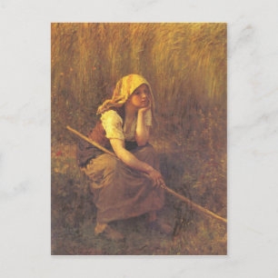 Briefkaart met Jules Breton Schilderen