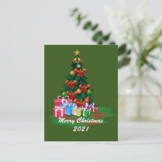 Briefkaart met kerstbomen (Staand voorkant)