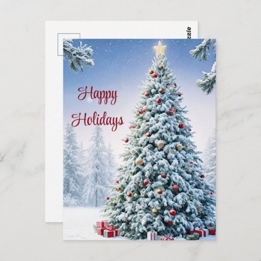 Briefkaart met kerstbomen (Voorkant / Achterkant)