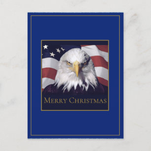 Briefkaart met kerstcadeautjes Amerikaanse vlag & 